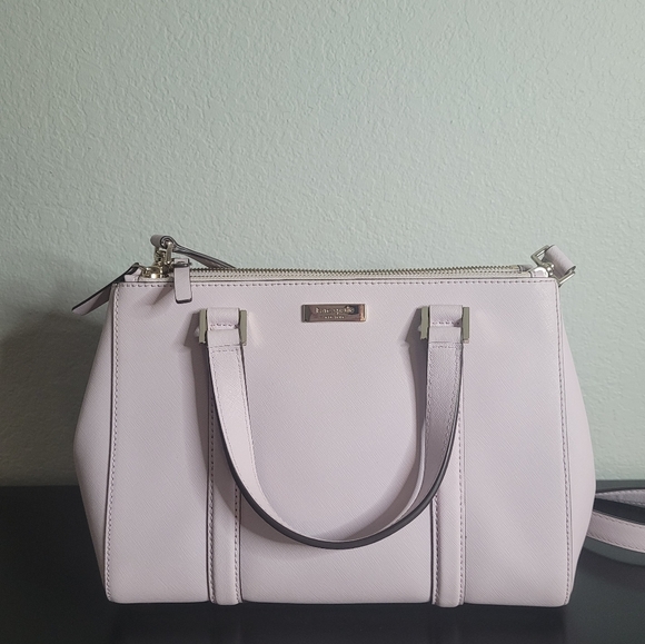 KATE SPADE NEW YORK Newbury Lane Small Pink Loden Leather Satchel Crossbody - Picture 2 of 13